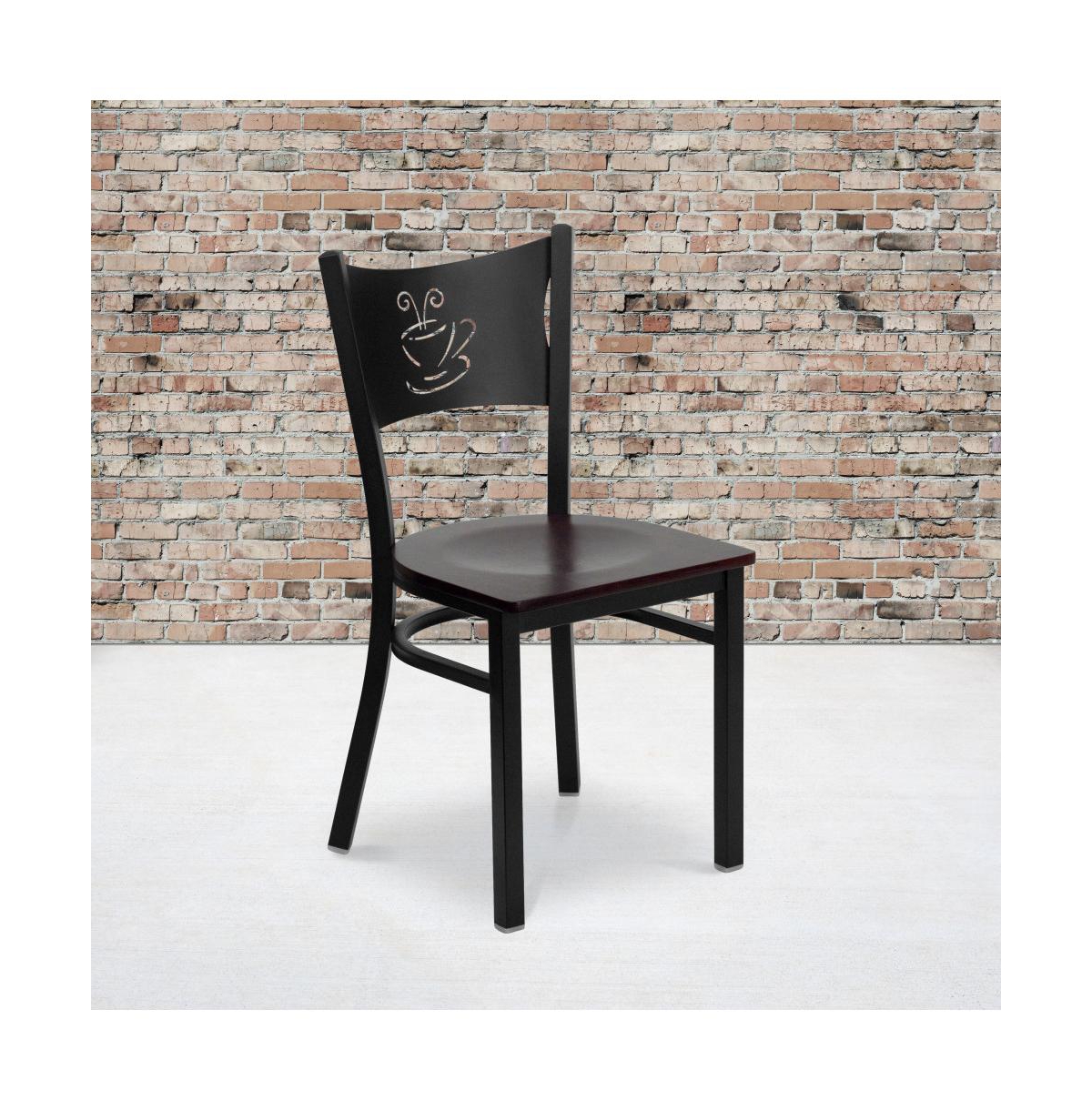 Emma+Oliver 2 Pack Coffee Back Metal Restaurant Chair