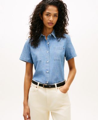 Women's Short-Sleeve Chambray Shirt