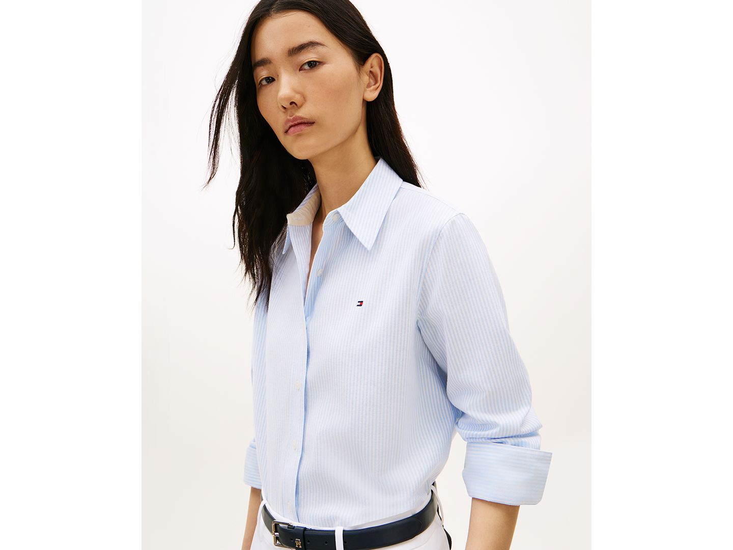 Женская рубашка Tommy Hilfiger Long-Sleeve Oxford, цвет: Синий — фото 3