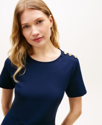 Women's Pleated Short-Sleeve Dress