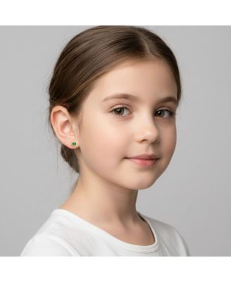 Dainty 14K Gold Plated 4MM Round Cubic Zirconia Stud Earrings