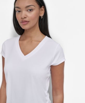 Women's Ruched Side Seams V-Neck Tech T-Shirt