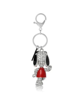 Snoopy 'Joe Cool' Crystal Keychain with Stay Cool Tag, Silver Tone