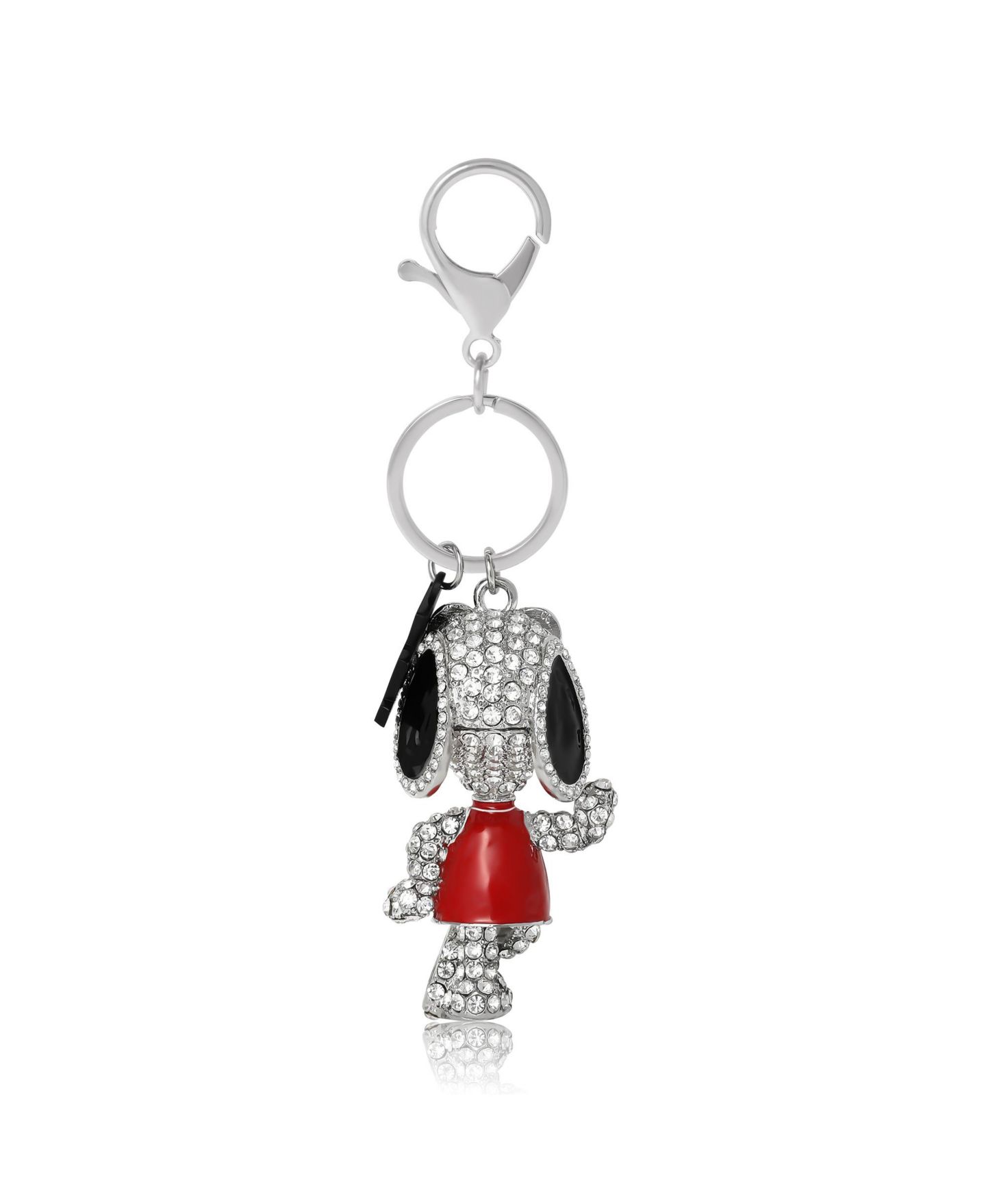 Женский брелок Peanuts Snoopy 'Joe Cool' Crystal Keychain with Stay Cool Tag, Silver Tone, цвет: Серебряный / Красный чёрный — фото 7