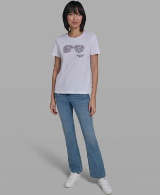 Women's Crew Neck Multi Jeweled Sunglass T-Shirt