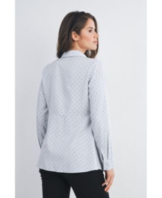 Maternity Button Down Polka Dot Long Sleeve Nursing Top
