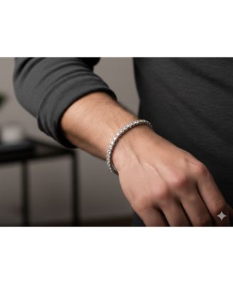 Stainless Steel, Round CZ Tennis Bracelet