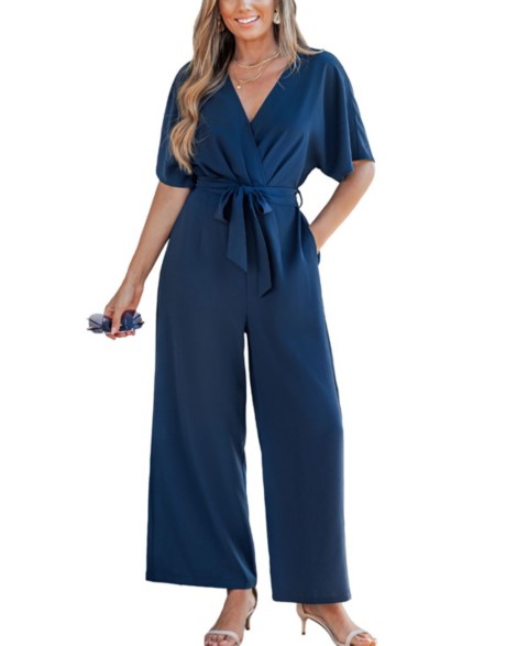 Женские Cupshe Women's Elegant Navy Jumpsuit with Waist Tie Belt