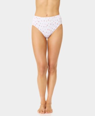 Women's Mini Cherry Smocked High-Waist Swim Bottoms