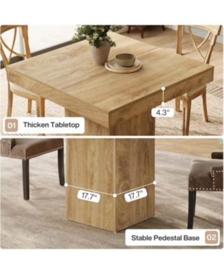 39-Inch Square Dining Table for 4, Farmhouse Small Kitchen Dinner Eating Table with Sturdy Pedestal Base