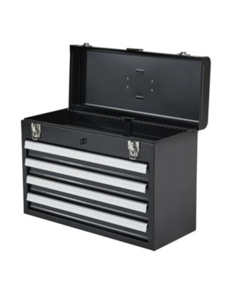 Metal Tool Box, 20.5", Portable 4-Drawer Tool Chest, EVA Liners, Locking Ball-Bearing Slides, Powder-Coat