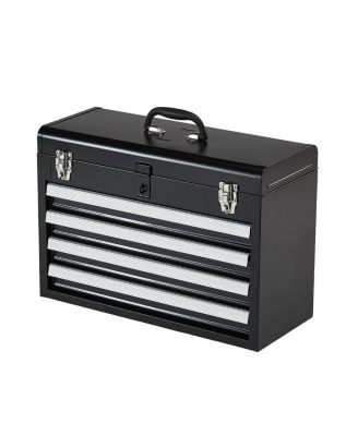 Metal Tool Box, 20.5", Portable 4-Drawer Tool Chest, EVA Liners, Locking Ball-Bearing Slides, Powder-Coat