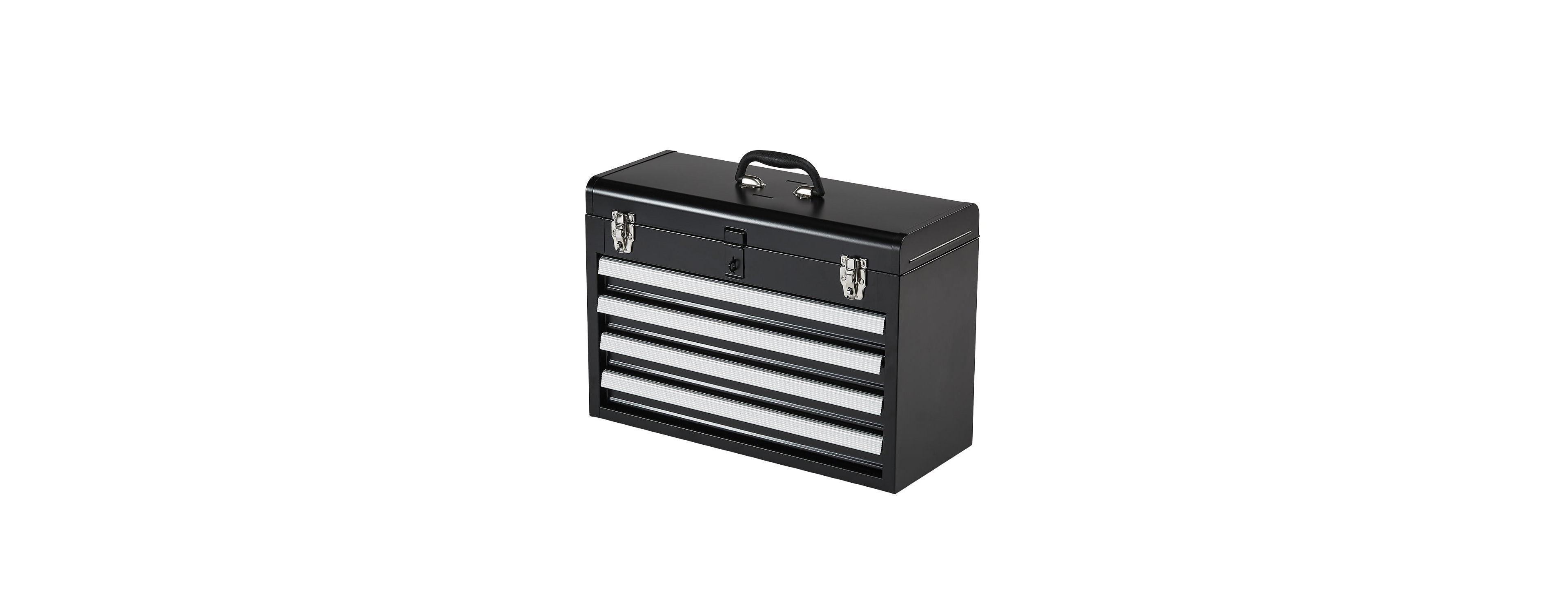 Mecale Metal Tool Box, 20.5", Portable 4-Drawer Tool Chest, Eva Liners, Locking Ball-Bearing Slides, Powder-Coat