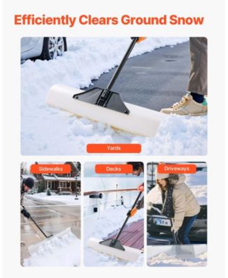Snow Pusher Shovel, 36", HDPE Blade w/ Metal Edge, Segmented Handle, Ergonomic Grip, Driveway/Garden