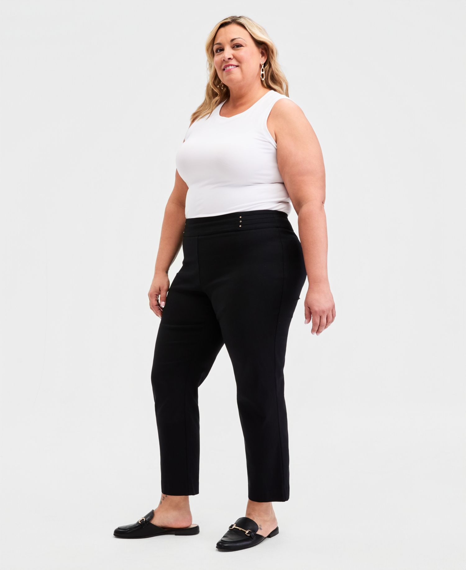 Petite Studded-Rivet Slim-Leg Pants, Petite & Petite Short