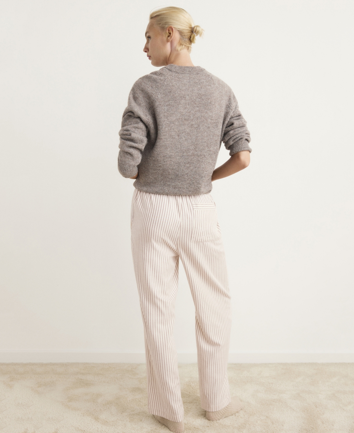 Mango Women's Woven Striped Flannel Pants