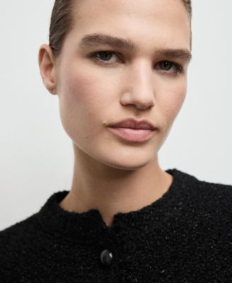 Women's Frayed Trims Tweed Cardigan