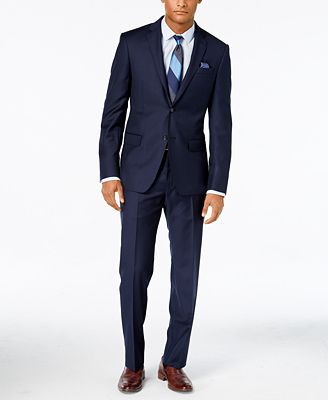 DKNY Navy Solid Extra-Slim-Fit Suit - Suits & Tuxedos - Men - Macy's