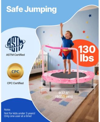  Kids Trampoline, 36", Foldable Indoor/Outdoor Mini Rebounder w/ Handle, for Ages 3+