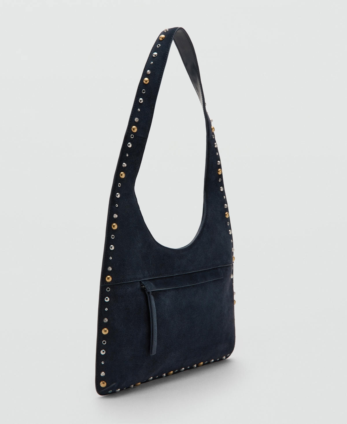 Mango Women's Studded Suede Shoulder Bag