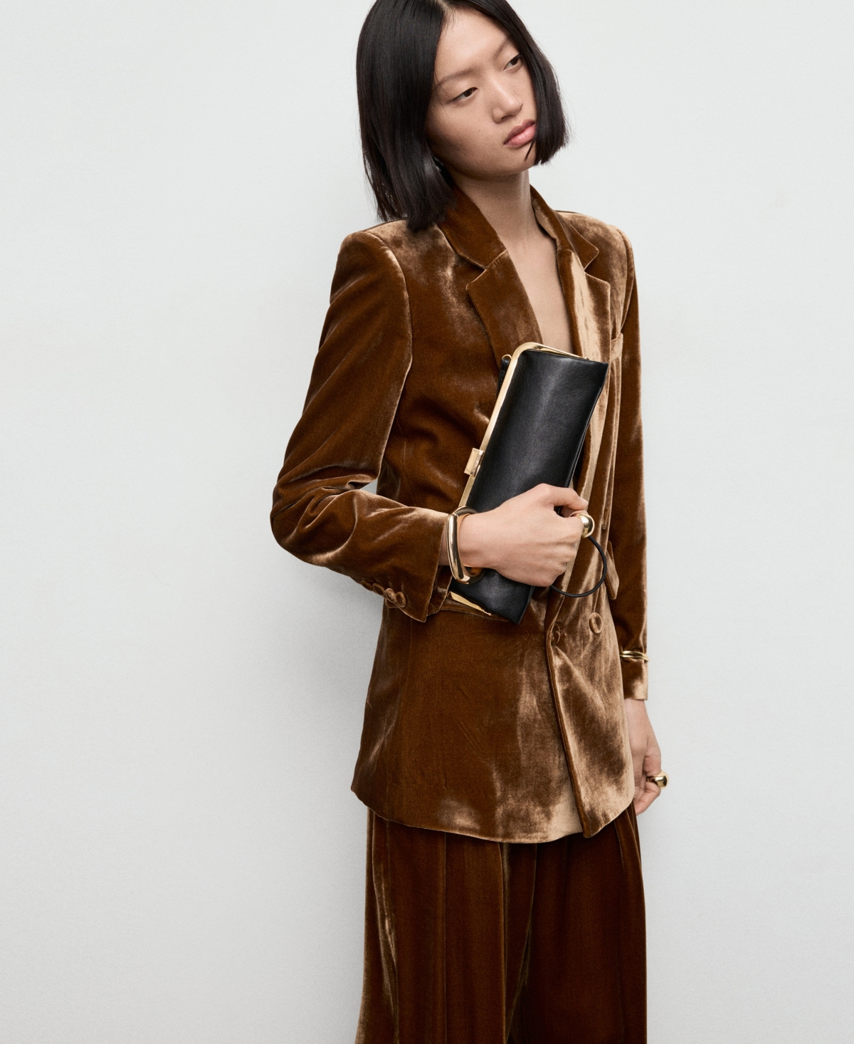 Mango Women's Double-Breasted Velvet Suit Jacket