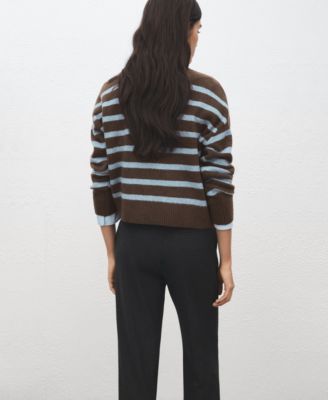 Women's Oversized Striped Turtleneck Sweater