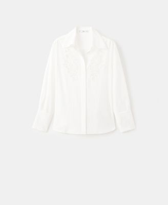 Women's Lace Accents Embroidered Shirt