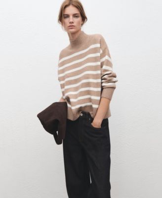 Women's Oversized Striped Turtleneck Sweater