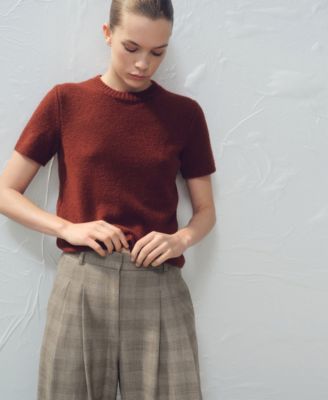 Women's Wide-Leg Check Suit Pants