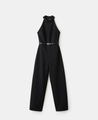 Women's Belt Halter-Neck Jumpsuit