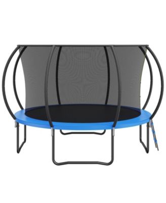  Trampoline, 12 ft, 400-Lb Capacity, Enclosure Net, Ladder & Curved Poles, Jumping Mat & Spring Pad, Outdoor
