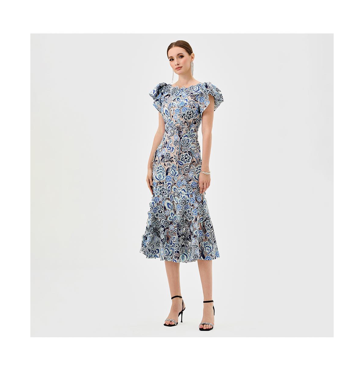 Bariano Women's Peri Flutter Sleeve Midi Dresses