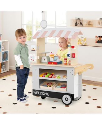 Kids Pretend Food Cart with Accessories and Storage