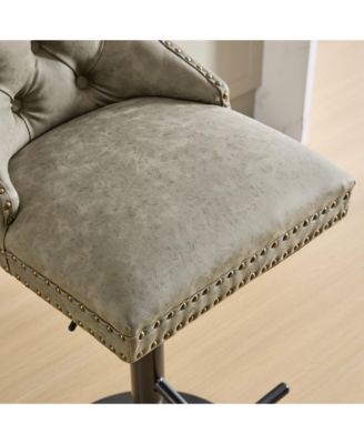 Set of 2 PU Swivel Bar Stools Adjustable Seat Height for Dining Pub