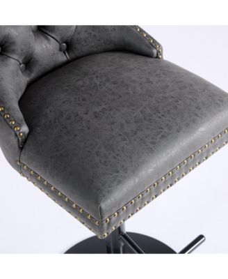 Set of 2 PU Swivel Bar Stools Adjustable Seat Height for Dining Pub