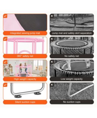 Kids Trampoline, 55", Indoor/Outdoor w/ Enclosure Net & Basketball Hoop, for Ages 3