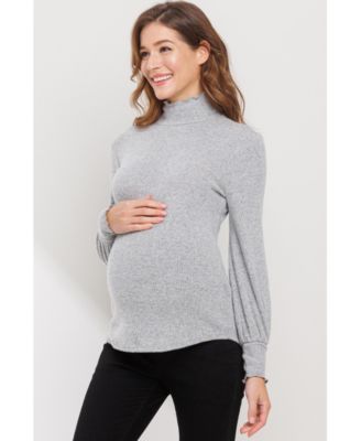 Maternity Turtleneck Ribbed Knit Long Sleeve Sweater
