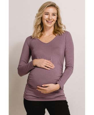 Maternity Casual Side Ruched Long Sleeve Top
