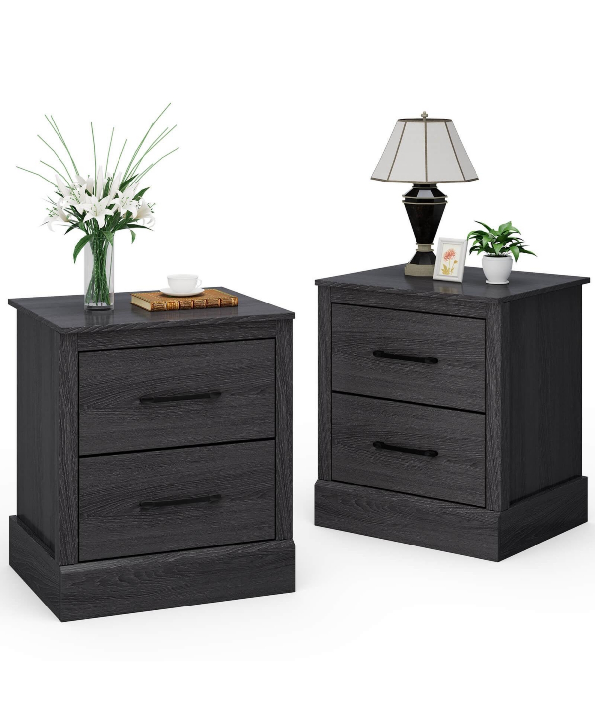 sumyeg Wood Compact Floor Nightstand with Storage Drawers