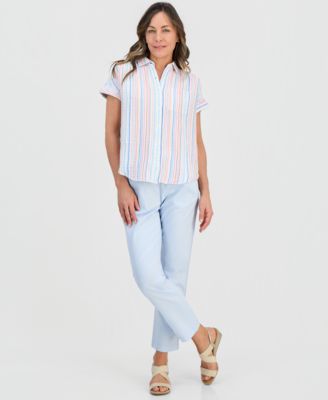 Petite Cotton Striped Camp Shirt