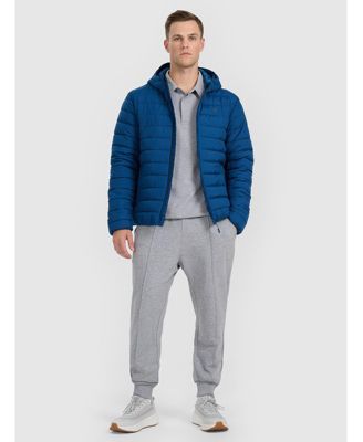 Men's down jacket with synthetic filling - navy blue