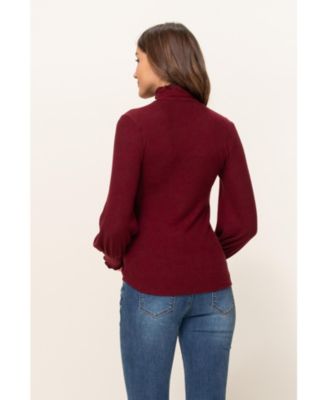 Maternity Turtleneck Ribbed Knit Long Sleeve Sweater