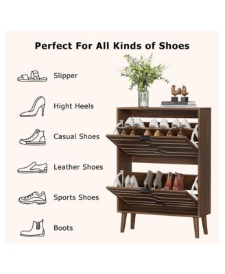 Modern Shoe Cabinet with 2 Flip Drawers for Corridors and Entrances