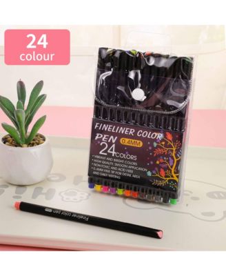 24 Colors Fineliner Color Pens Set, 0.4 mm Fine Tip, Large Capacity for School Office Supplies, Holidays Charity Event and Party Favors