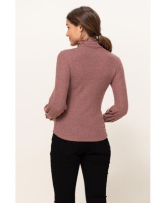 Maternity Turtleneck Ribbed Knit Long Sleeve Sweater
