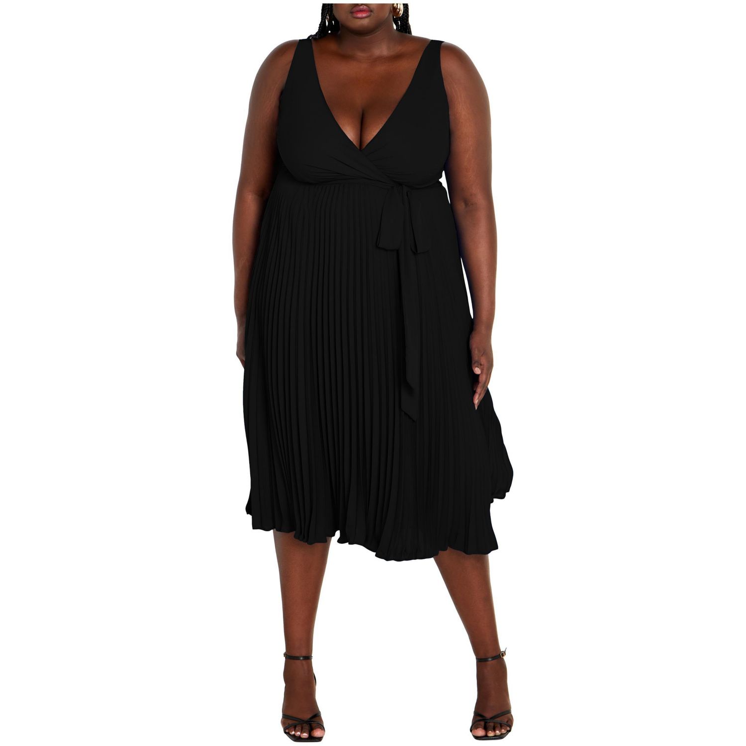 Plus Size Lilly Faux Wrap Pleat Dress