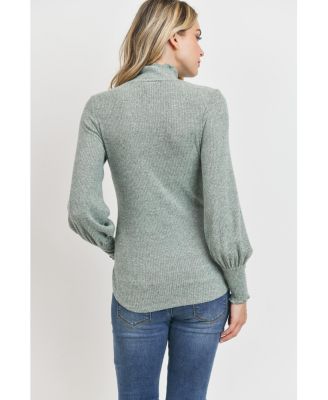 Maternity Turtleneck Ribbed Knit Long Sleeve Sweater