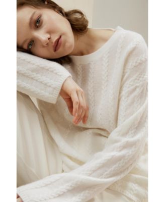 Women's Semi-Sheer Cable-knit Cashmere Sweater