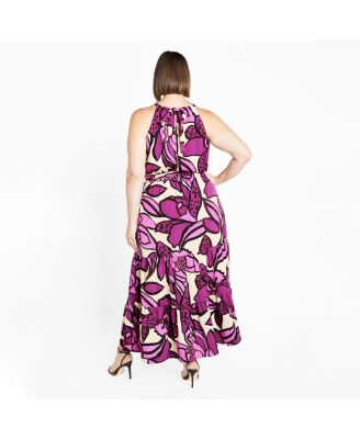 Plus Size Halter Print Maxi Dress