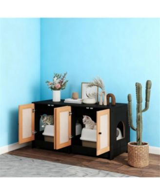 Cat Litter Box Enclosure for 2 Cats or Kittens in Black
